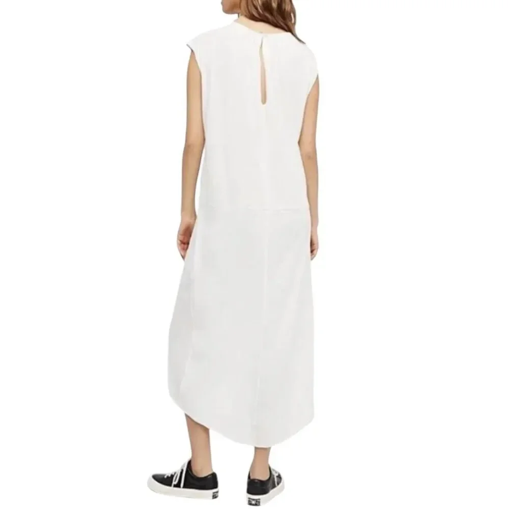 Free People Beach Dress Womens XS Gathered Midi Asymmetrical Flowy Boho Summer
